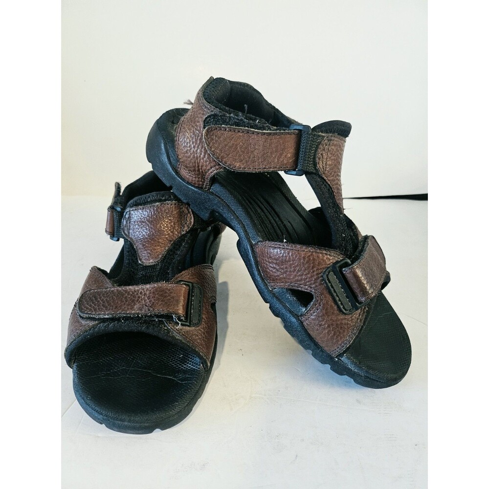 Bass Men's Brown Leather Slip-On Sandals Size 9 Pre-Owned Comfort Shoes - Picture 3 of 7